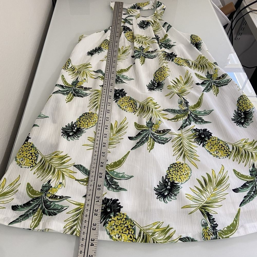 Loveriche Women's Tropical Pineapple Print‎ Halter Dress Size S Pockets NEW Flaw - Picture 5 of 9